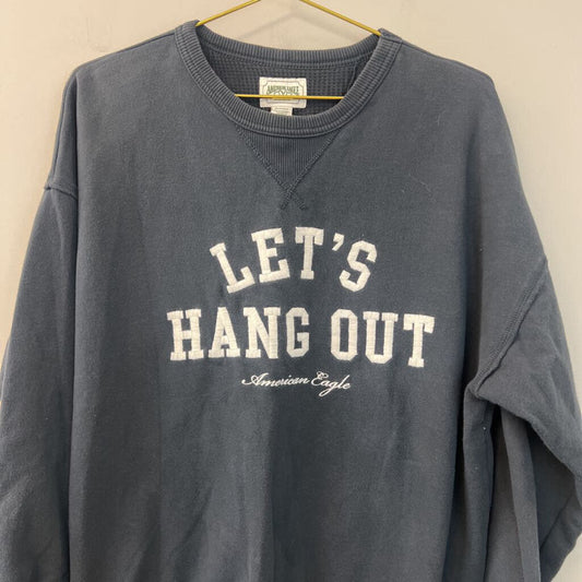 American Eagle Blue Let's Hang Out Crewneck Pullover Extra Small