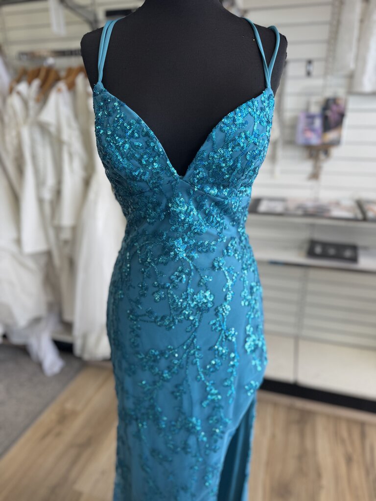 Sequin Fitted High Slit Formal Dress 6