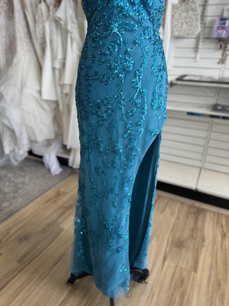 Sequin Fitted High Slit Formal Dress 6