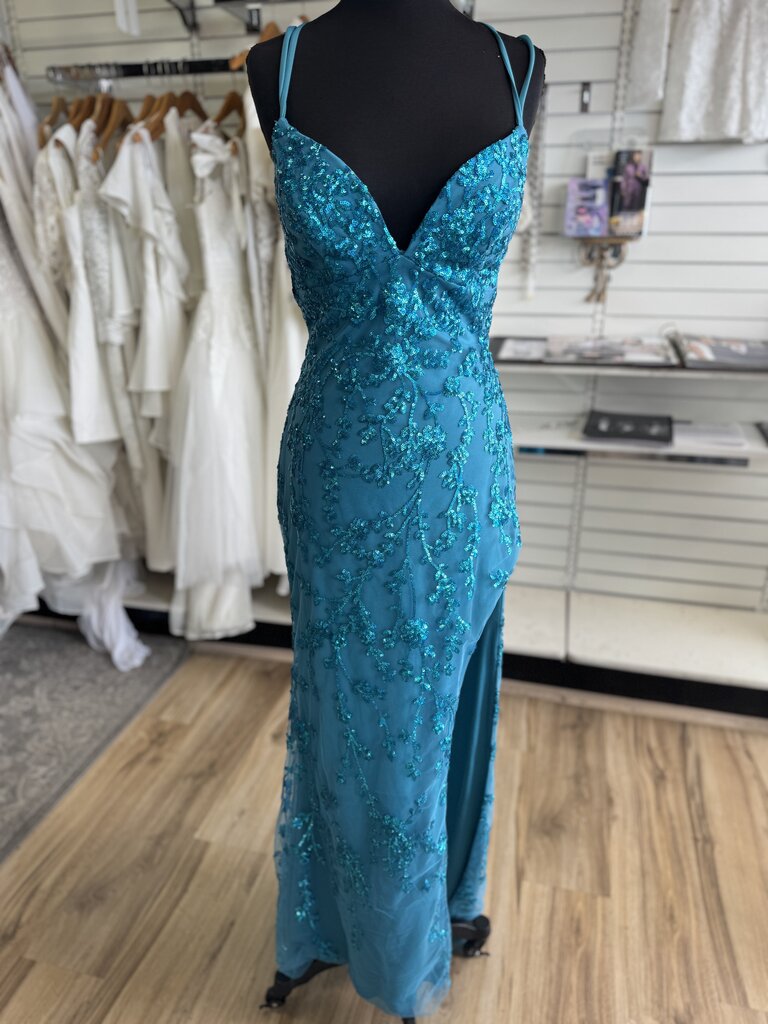Sequin Fitted High Slit Formal Dress 6