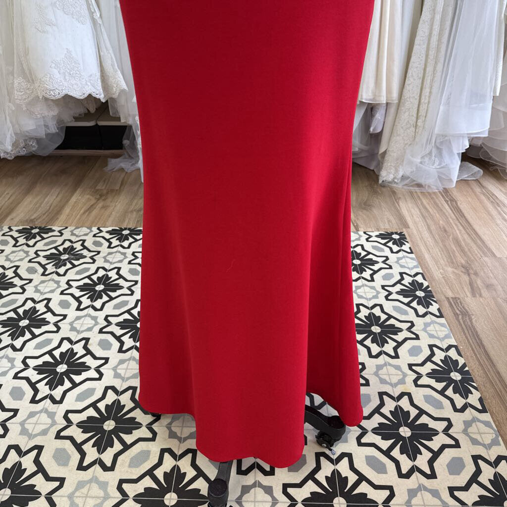 Betsy and Adam Red Off Shoulder Long Formal Dress 2P