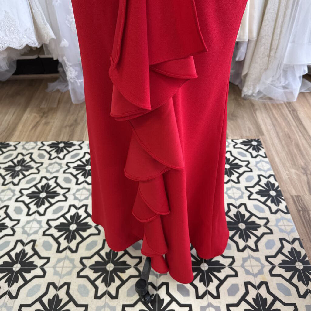 Betsy and Adam Red Off Shoulder Long Formal Dress 2P