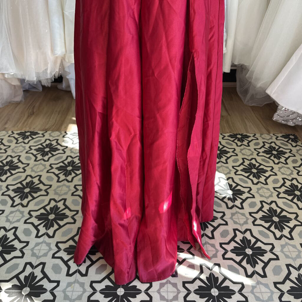 Red Sequin Long Sleeve Top Long Formal Dress Small