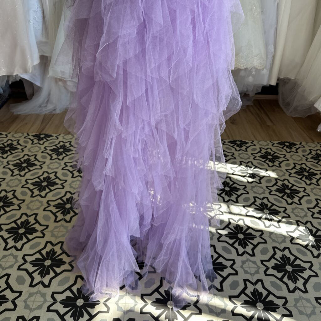 Purple Lace/ Tulle Strapless Long Formal Dress Large