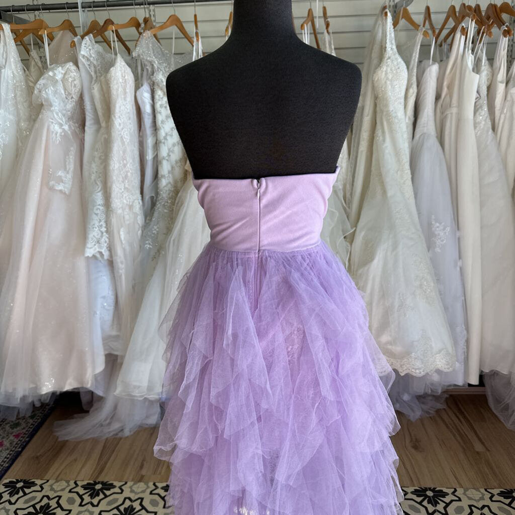 Purple Lace/ Tulle Strapless Long Formal Dress Large