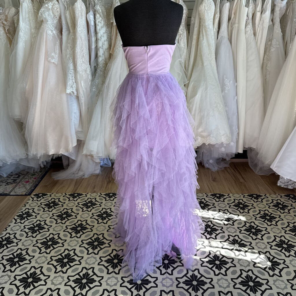 Purple Lace/ Tulle Strapless Long Formal Dress Large