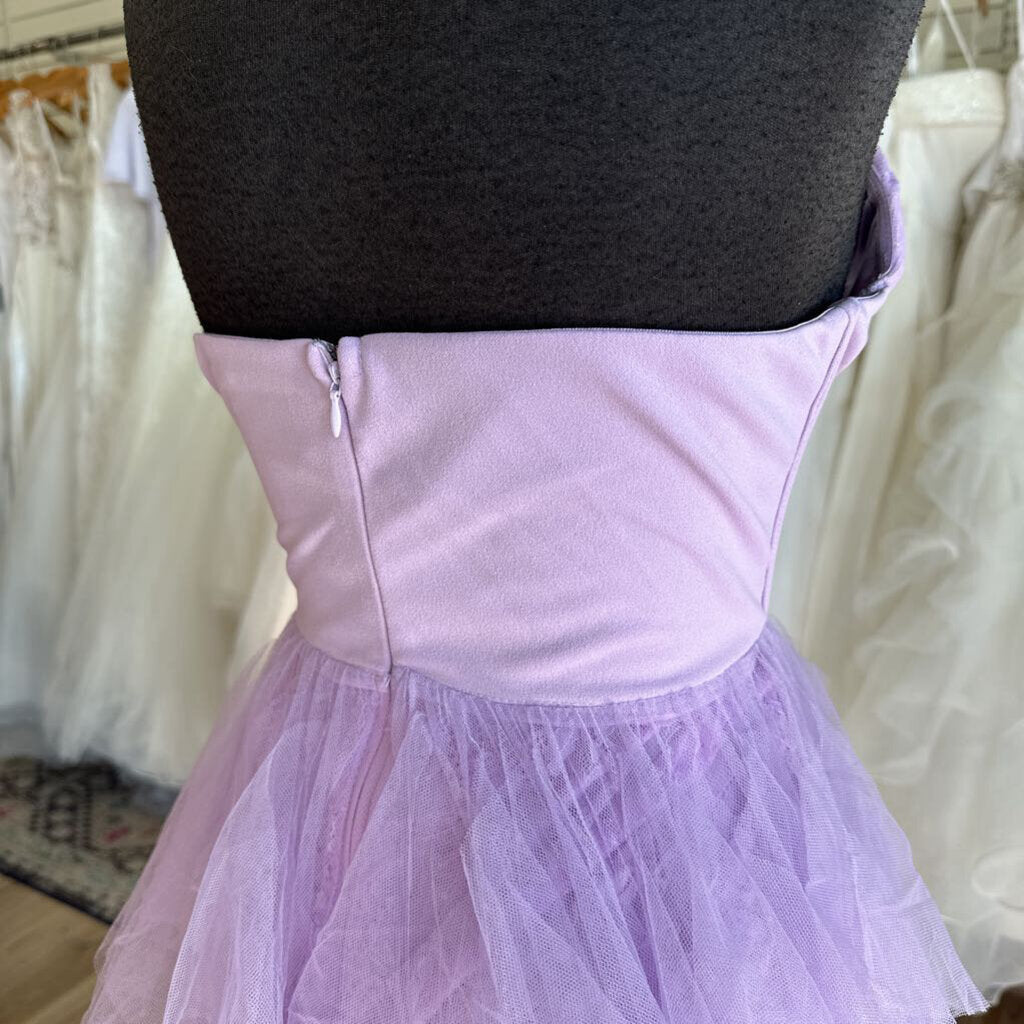 Purple Lace/ Tulle Strapless Long Formal Dress Large