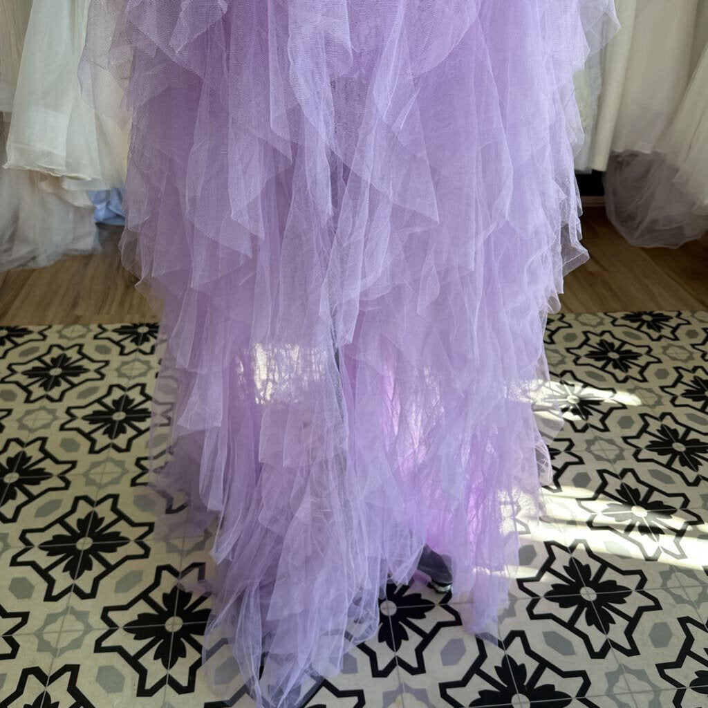 Purple Lace/ Tulle Strapless Long Formal Dress Large