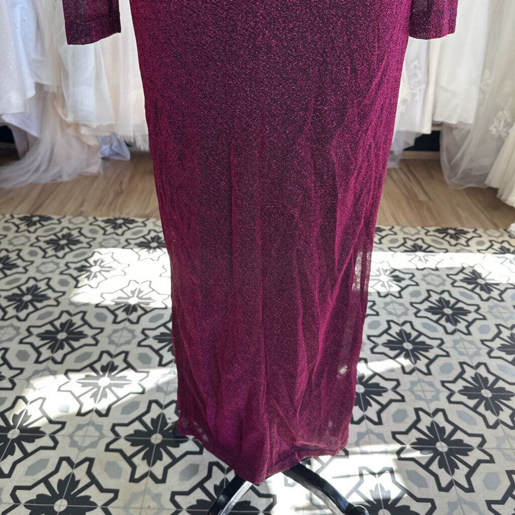 Purple Shimmer Long Sleeve Formal Dress Small