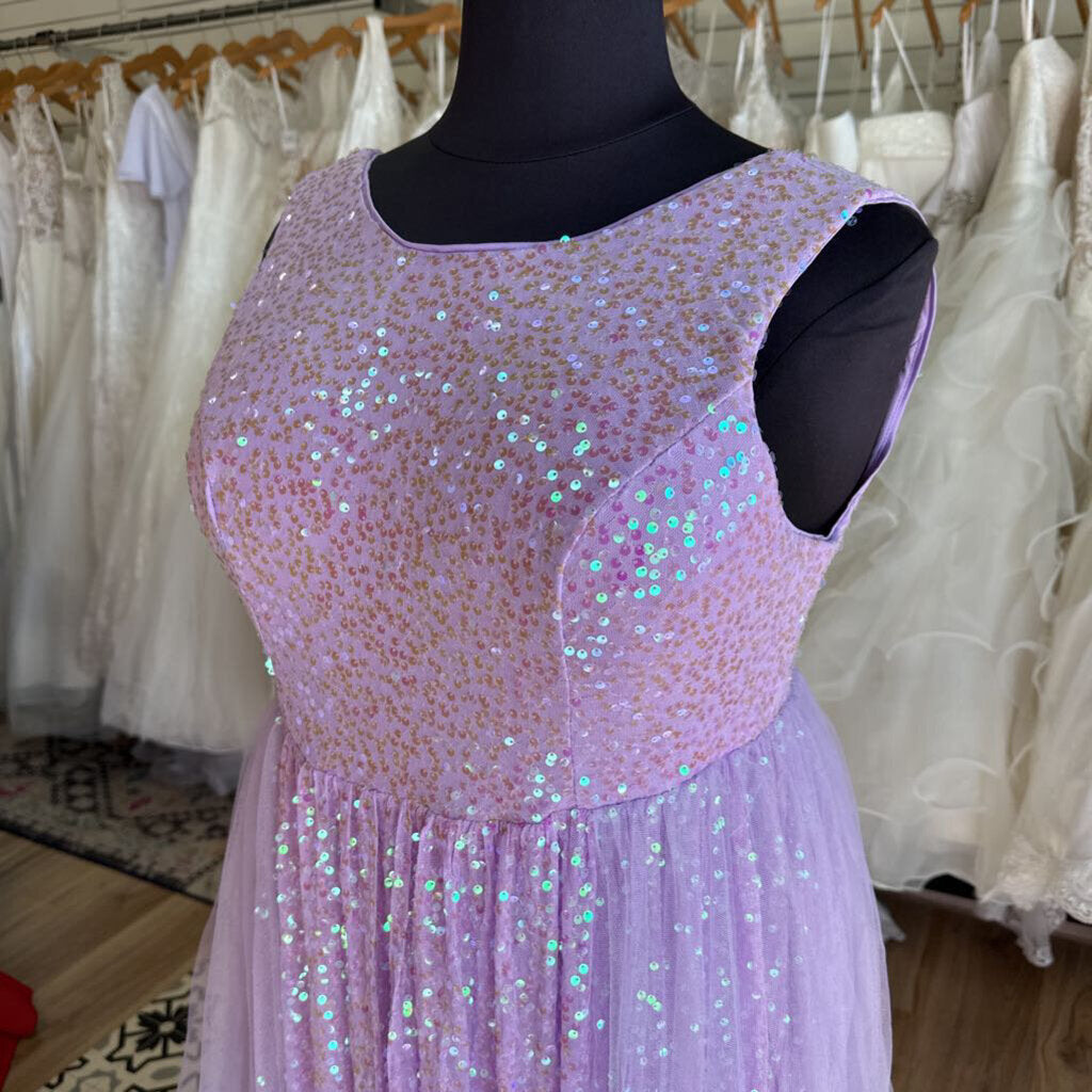 Light Purple Sequin/ Tulle Long Formal Dress Extra Large