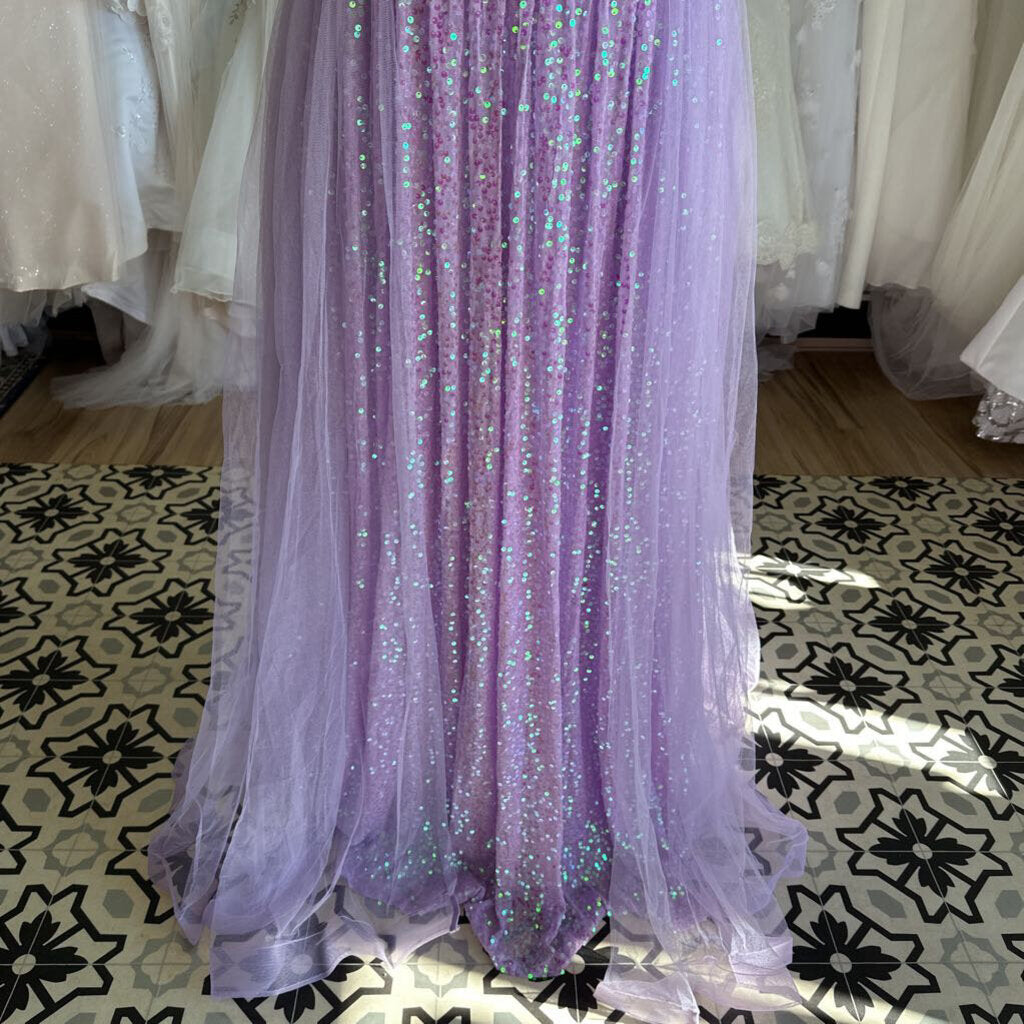 Light Purple Sequin/ Tulle Long Formal Dress Extra Large