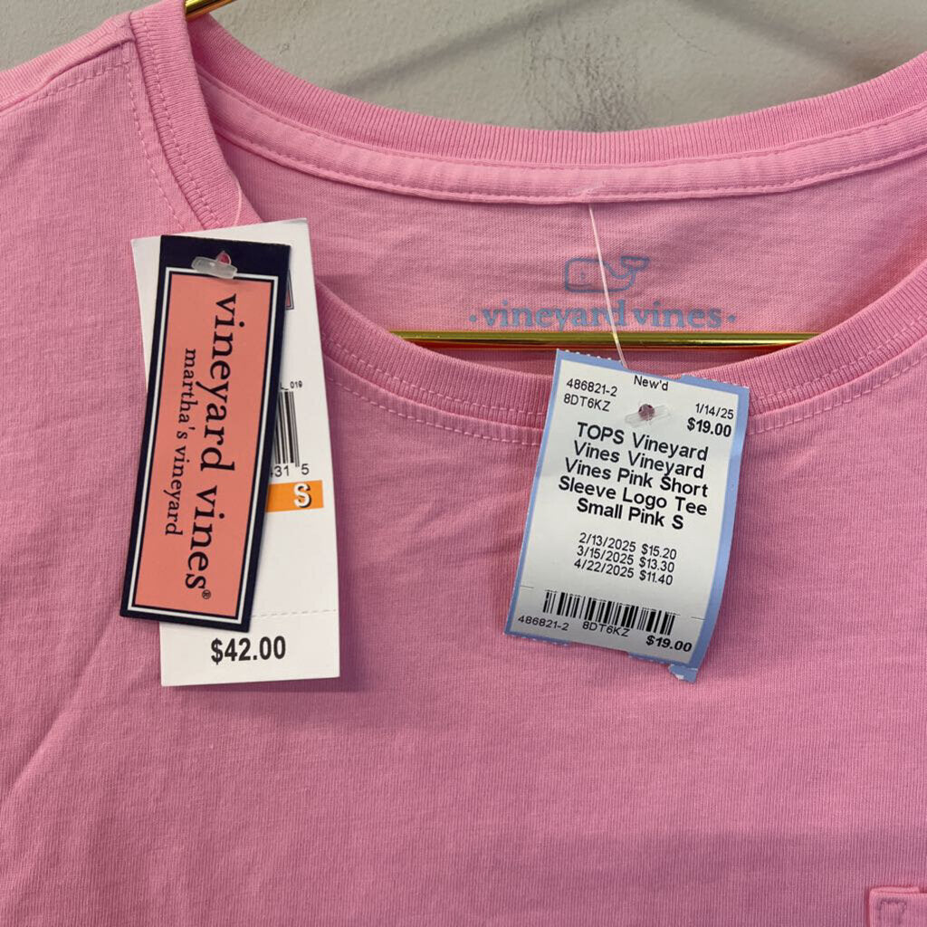 Vineyard Vines Pink Short Sleeve Logo Tee Small