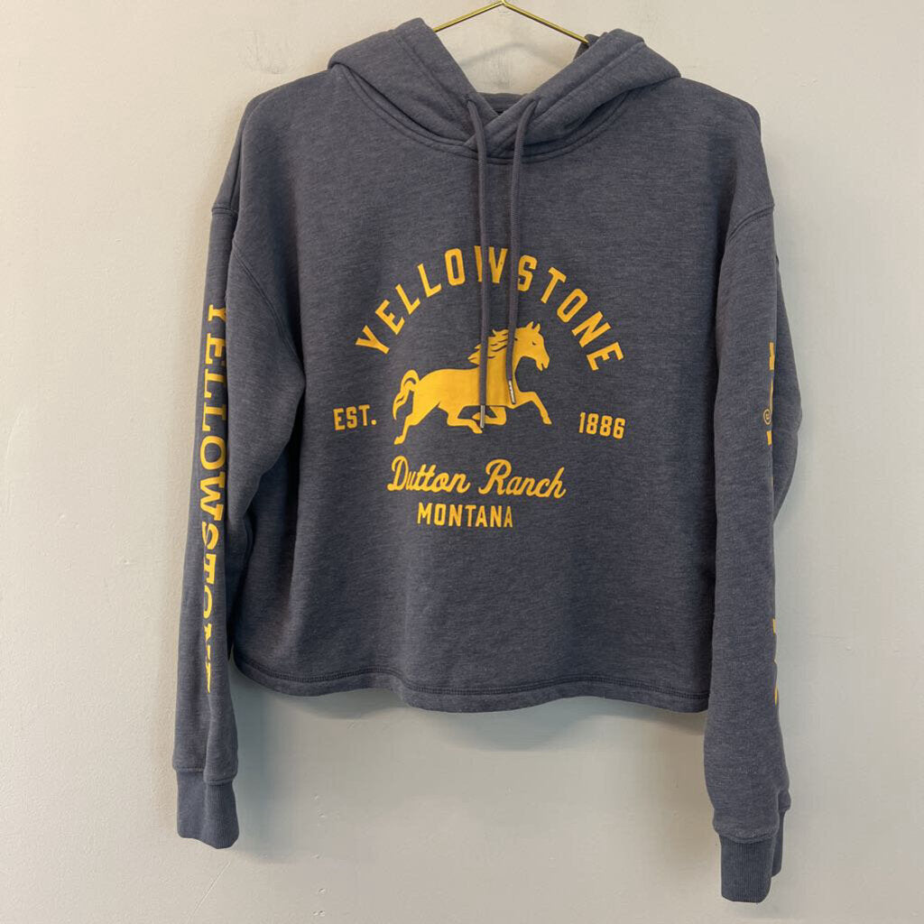 Wrangler Grey Cropped Yellowstone Hoodie Small