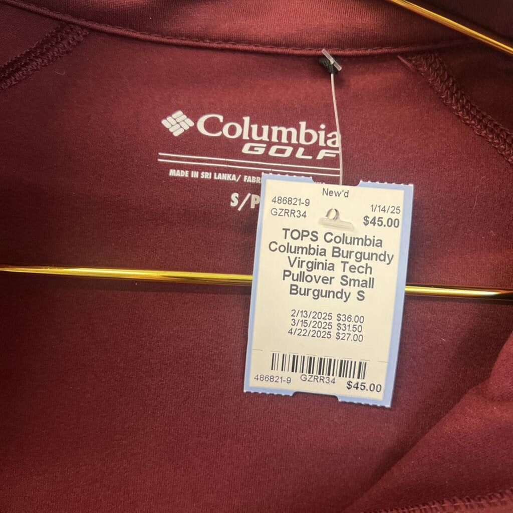 Columbia Burgundy Virginia Tech Pullover Small