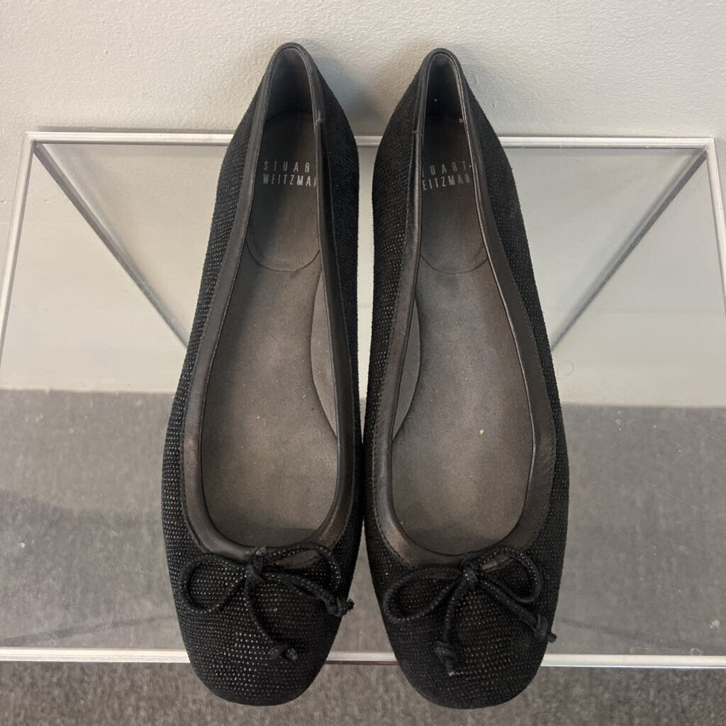 Stuart Weitzman Black Textured Ballet Flats 8.5