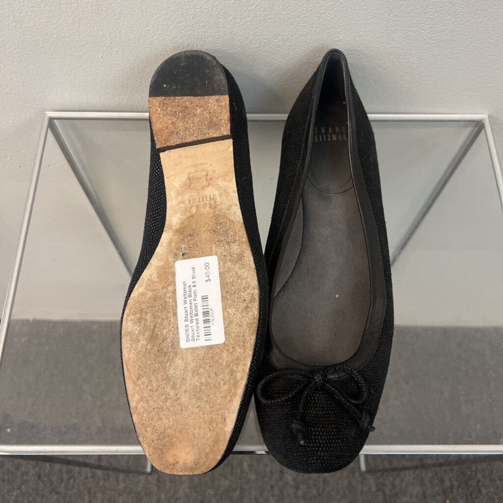 Stuart Weitzman Black Textured Ballet Flats 8.5