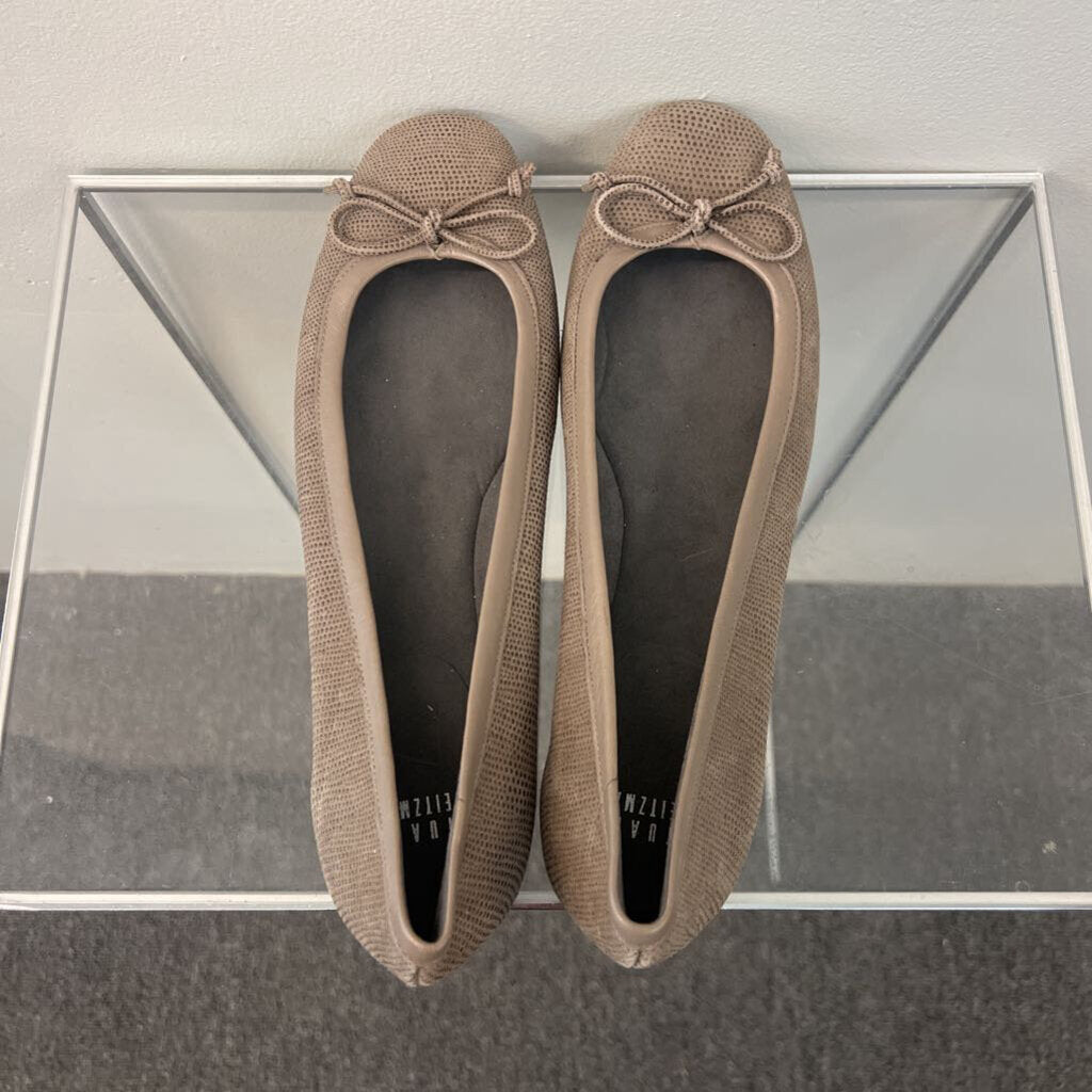 Stuart Weitzman Beige Textured Ballet Flats 8.5