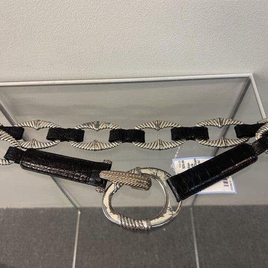 Brighton Black Leather/ Silver Chain Belt Medium