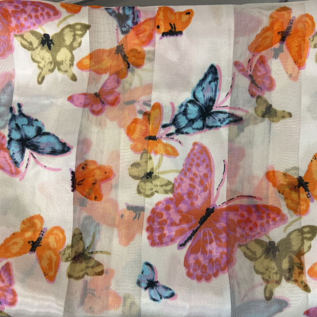 White/ Multi Butterfly Print Scarf