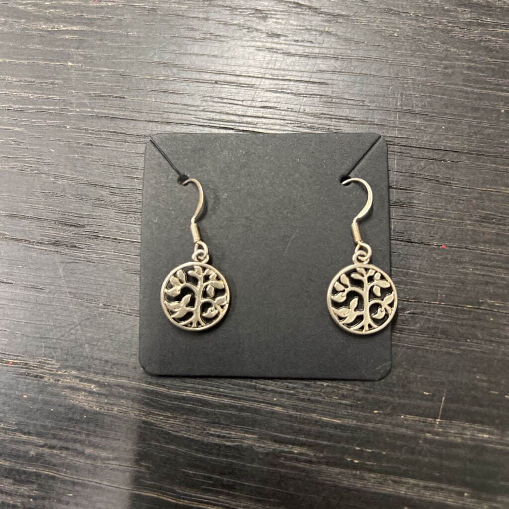 Silver Circle Tree Earrings