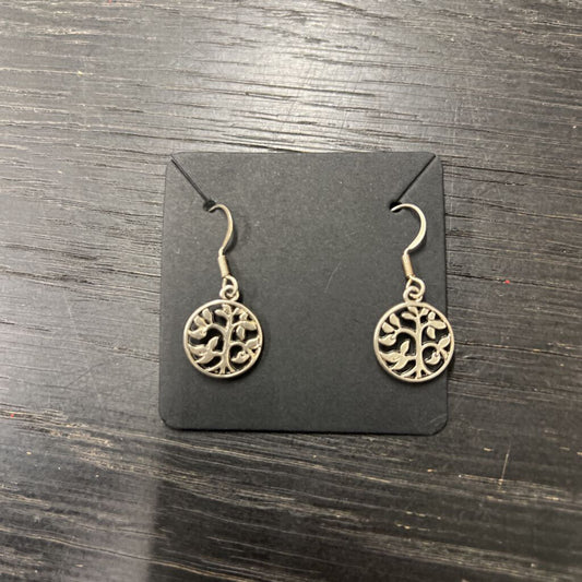 Silver Circle Tree Earrings