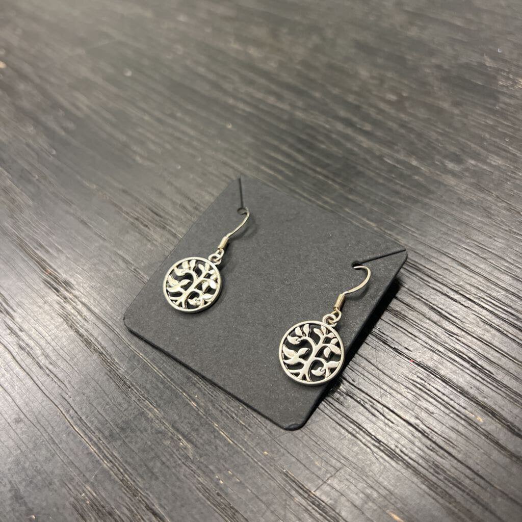 Silver Circle Tree Earrings