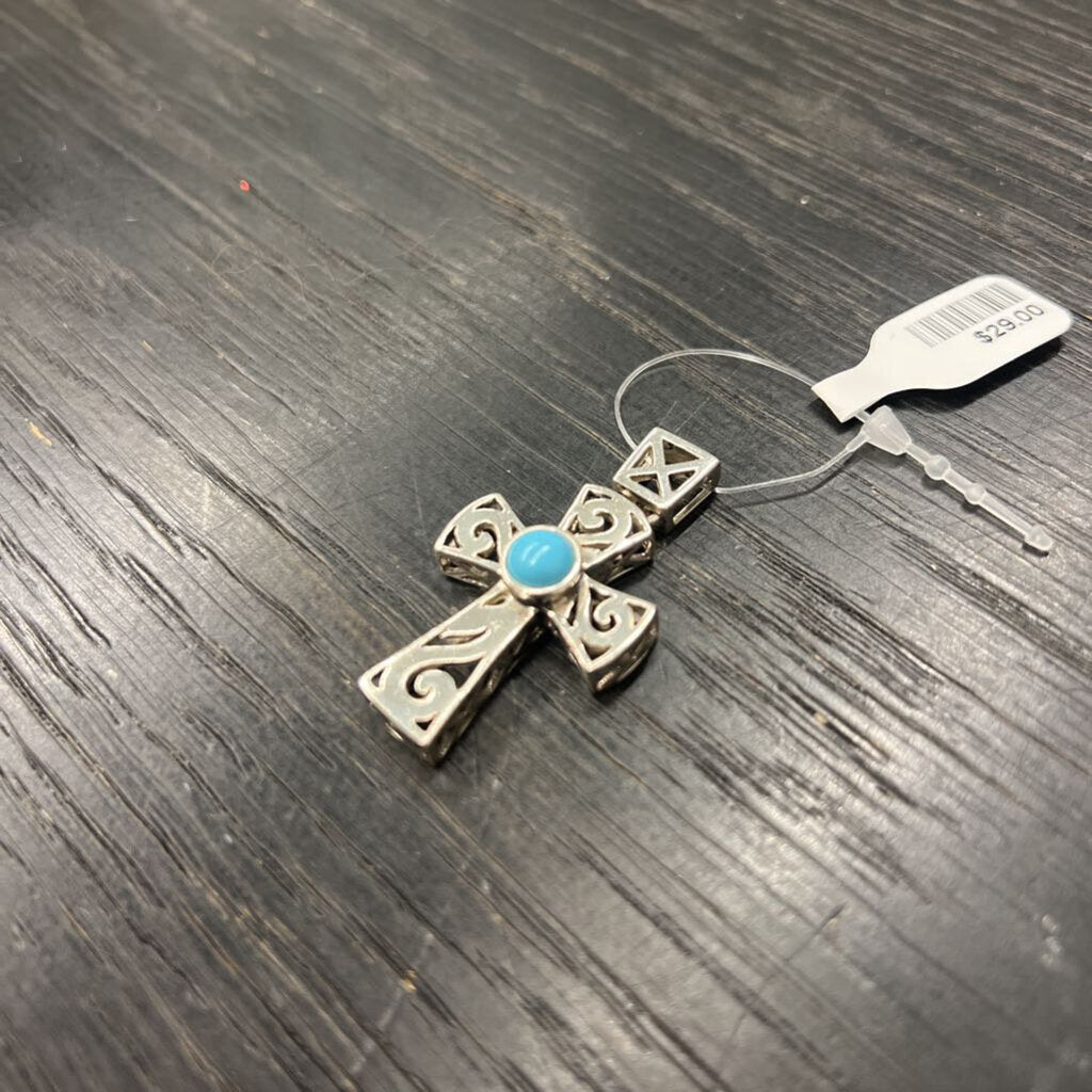 Sterling Silver/ Turquoise Cross Pendant