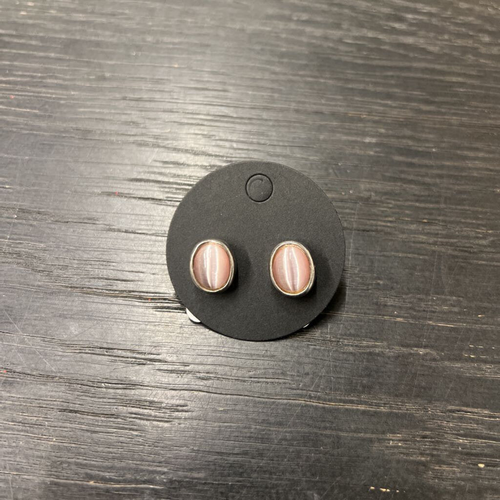 Silver/ Pink Stud Earrings