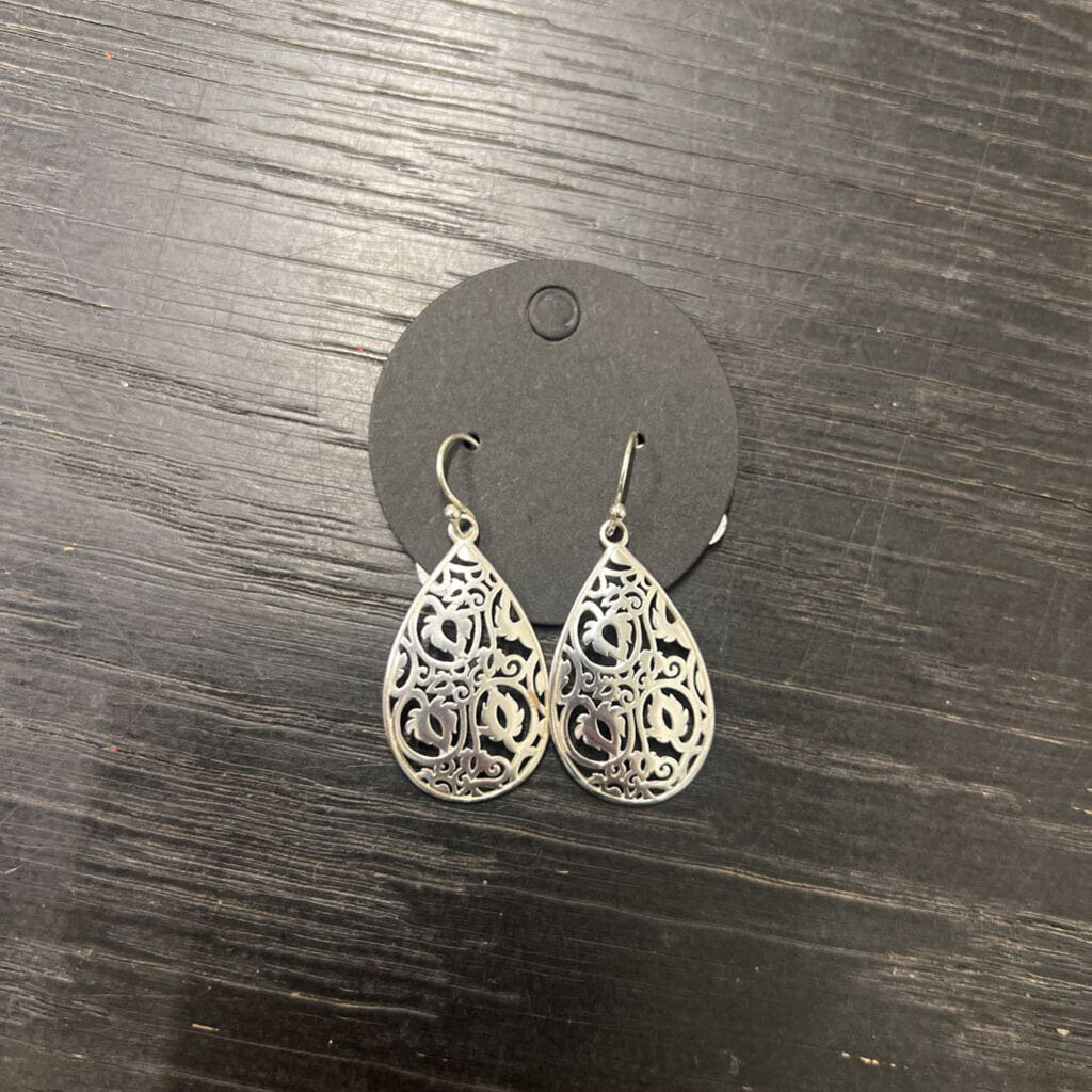 Sterling Silver Filigree Tear Drop Earrings