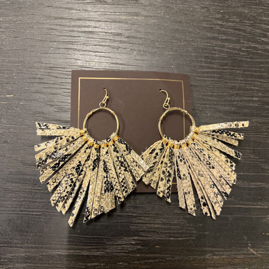 Gold Snakeskin Tassel Statement Earrings