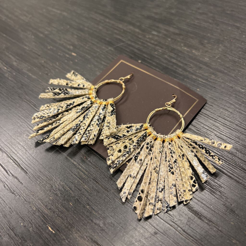 Gold Snakeskin Tassel Statement Earrings