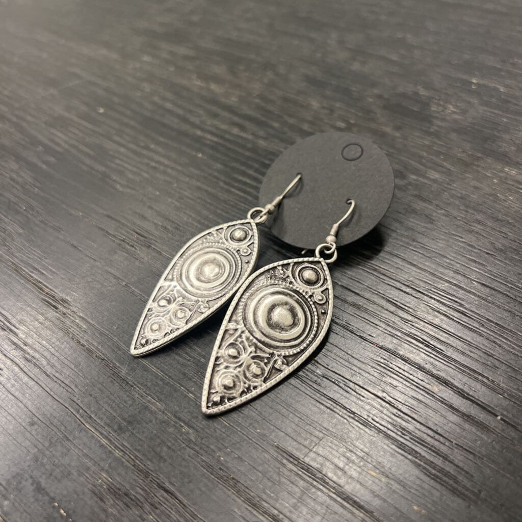 Silver Print Drop Earrings