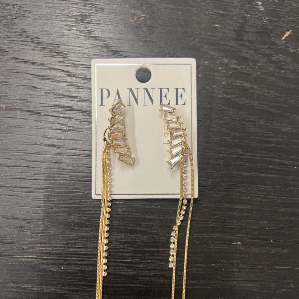 Pannee Gold/ Rhinestone Huggie Drop Earrings