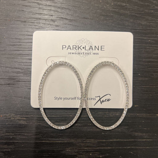 Park Lane Silver/ Rhinestone Oval Earrings