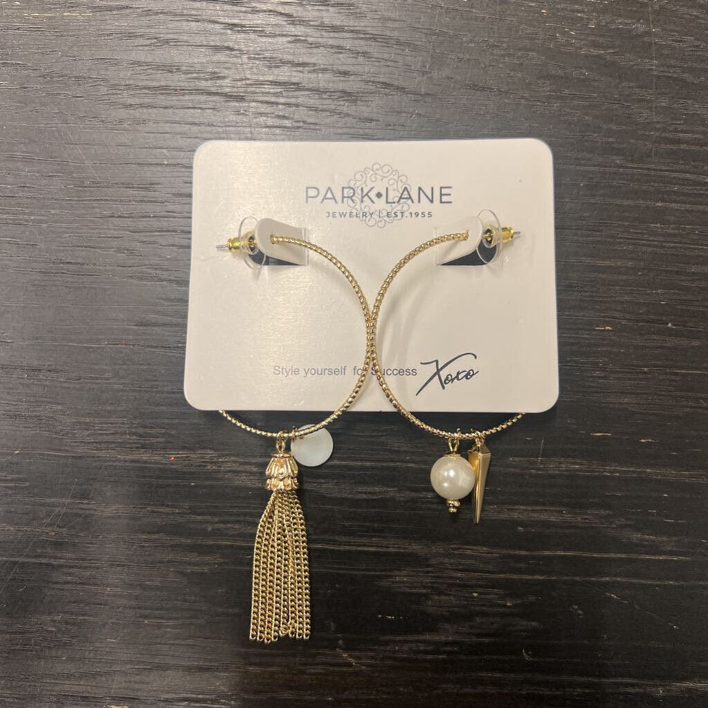 Park Lane Gold/ White Half Hoop Earrings