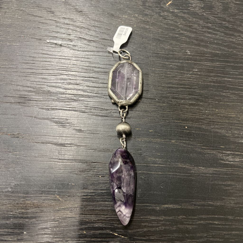 Handmade Sterling Silver Purple Stone Nuggets Pendant