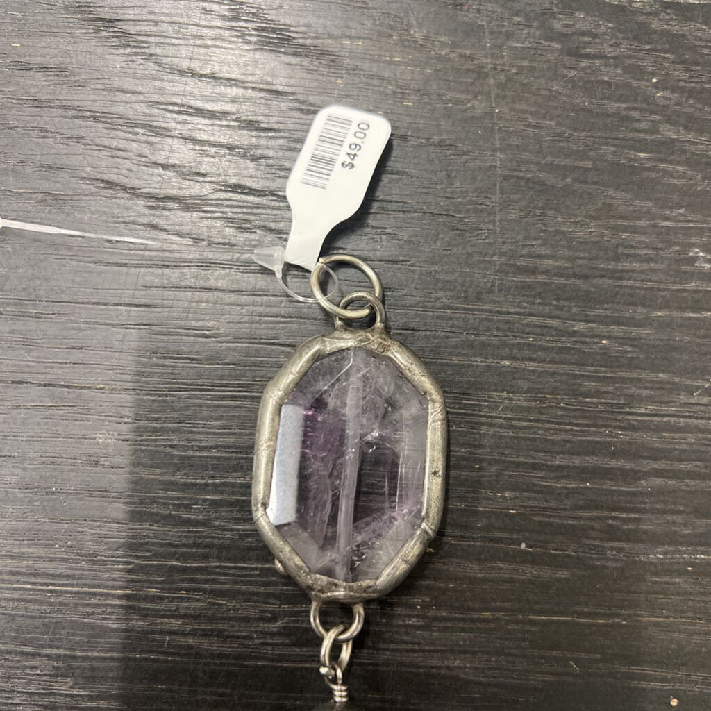 Handmade Sterling Silver Purple Stone Nuggets Pendant