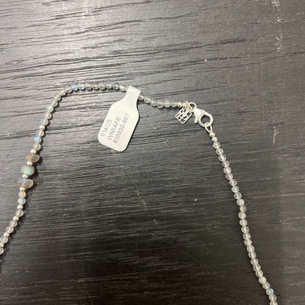 C&H Silver/ Grey Beaded Long Necklace