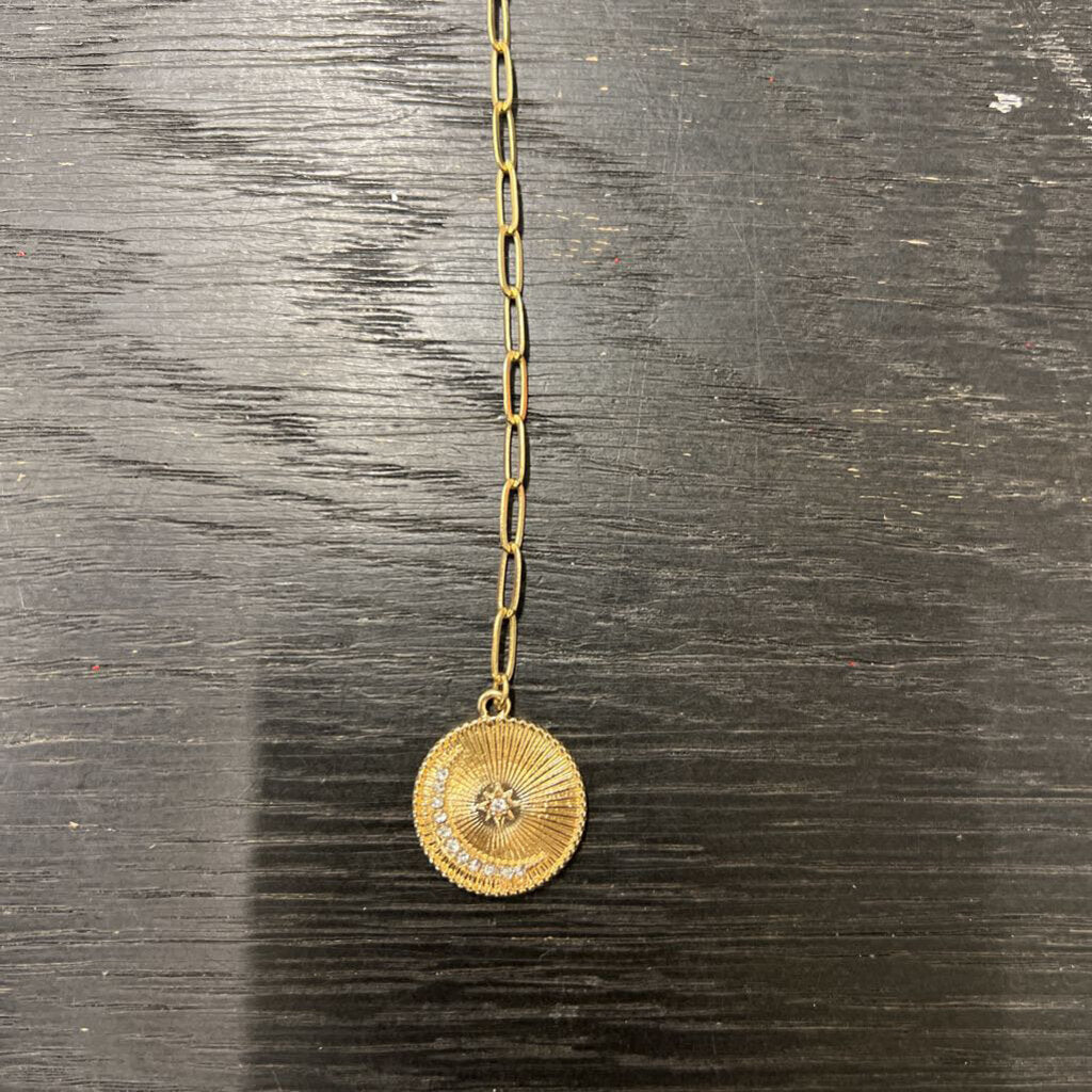 Gold Layered Moon Pendant Necklace