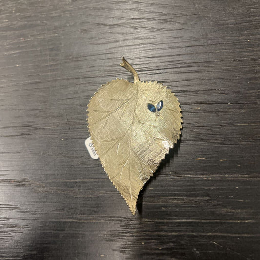 Vintage Silver/ Blue Leaf Pin