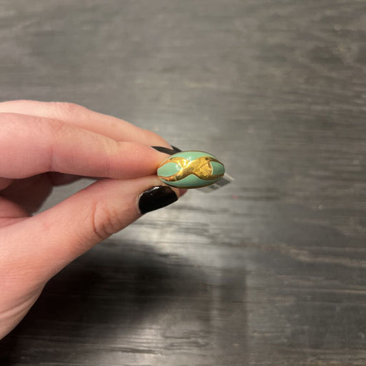 Vintage Enamel Green/ Gold Dome Ring