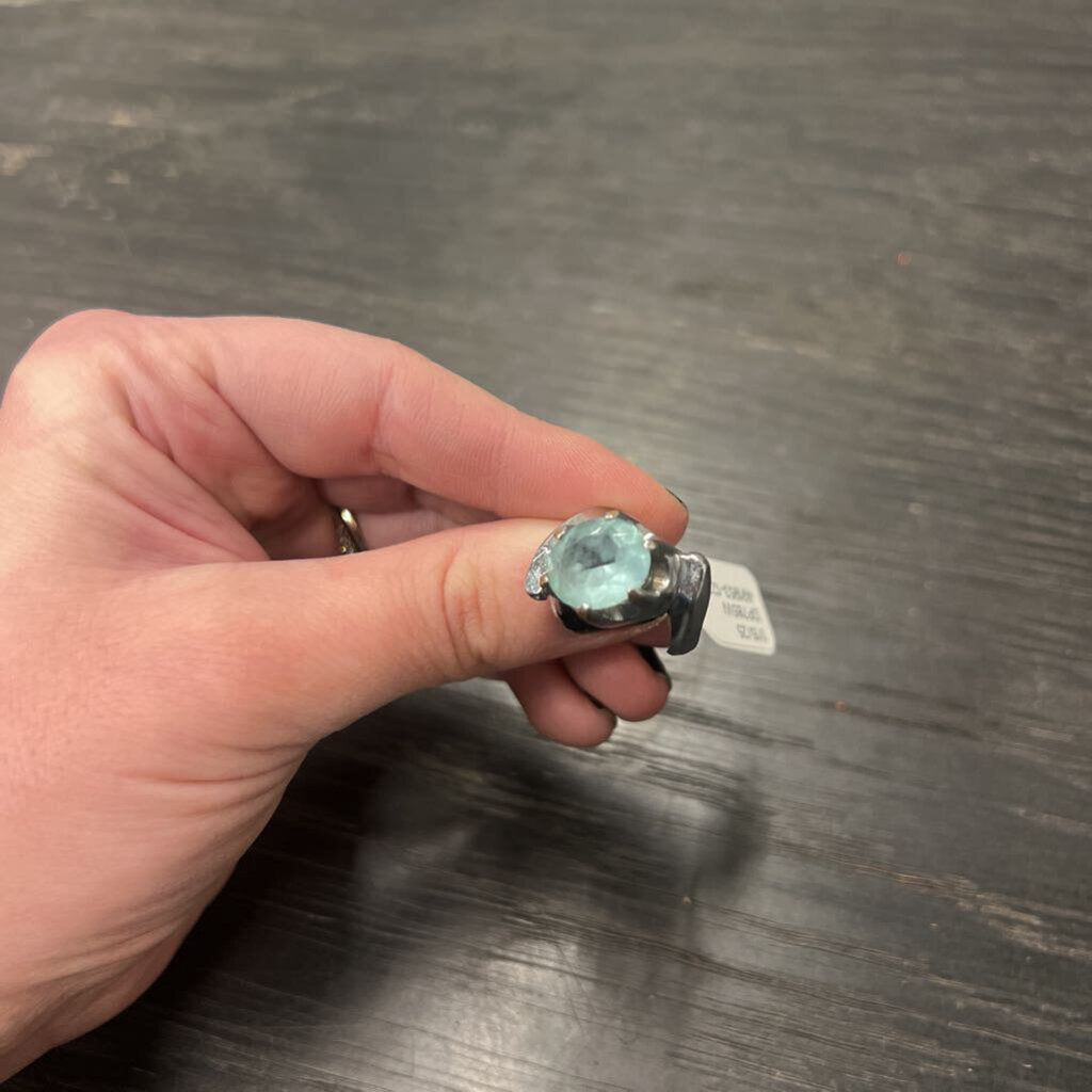 Silver/ Aquamarine Statement Ring