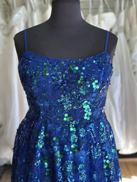 Clarisse Blue Embroidered/ Sequin Long Formal Dress 20