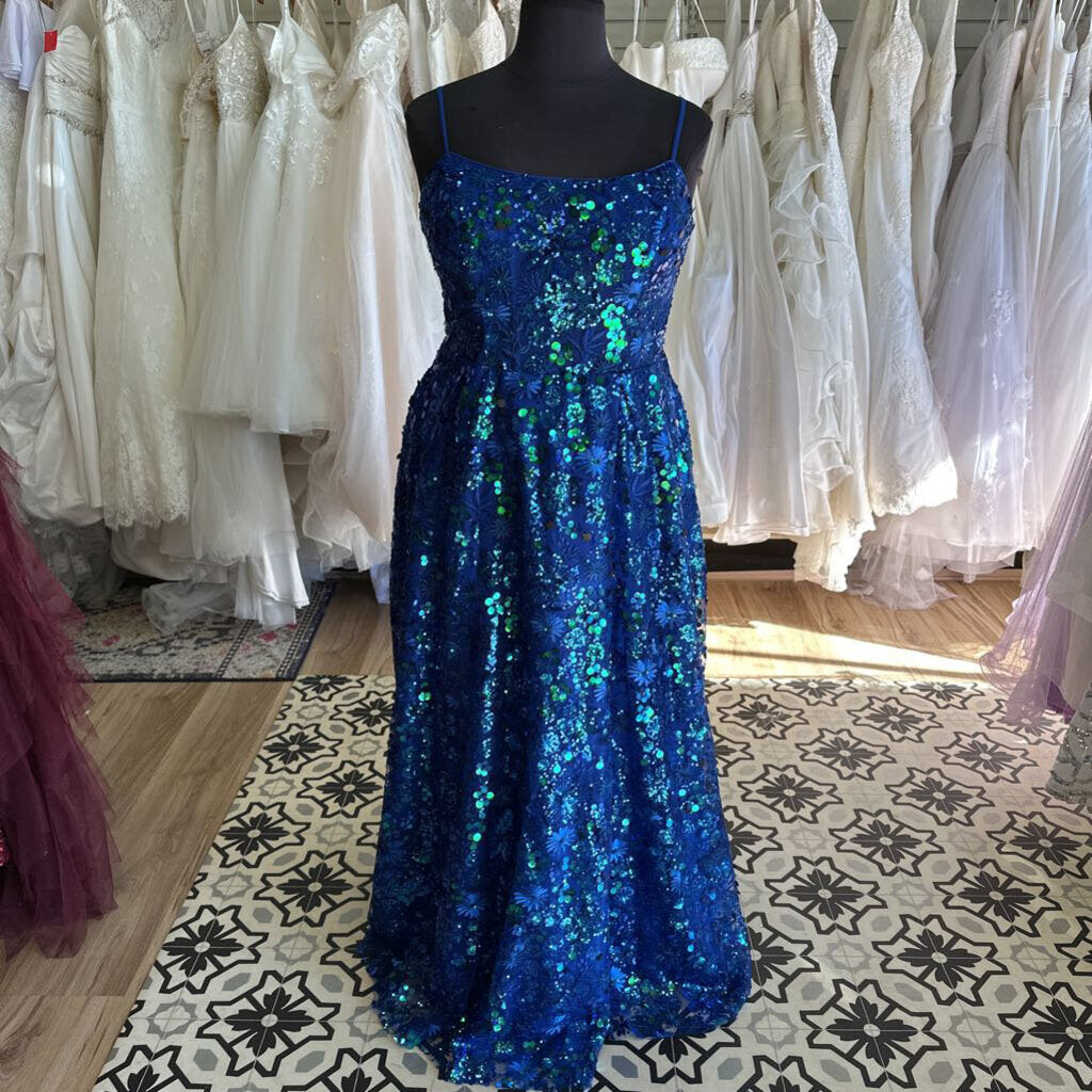 Clarisse Blue Embroidered/ Sequin Long Formal Dress 20