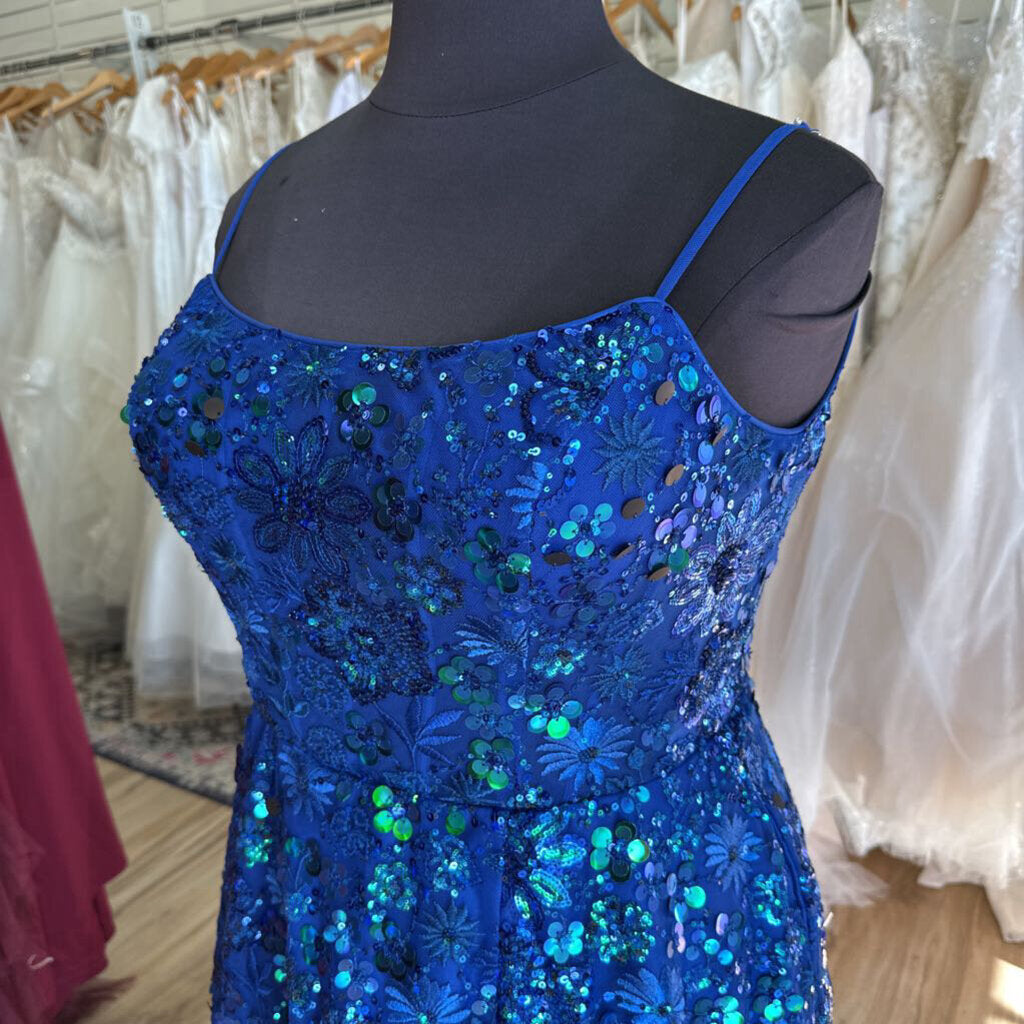 Clarisse Blue Embroidered/ Sequin Long Formal Dress 20