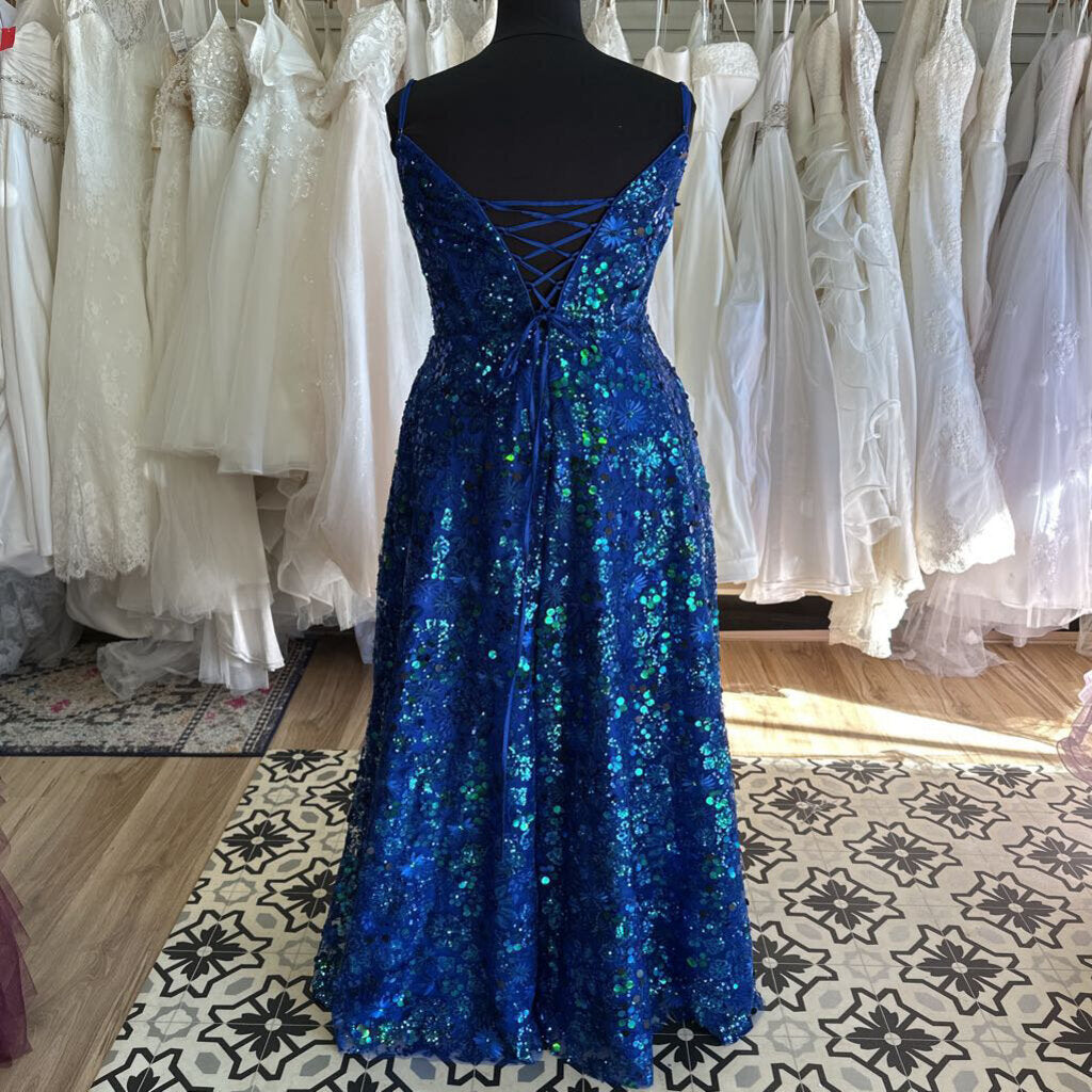 Clarisse Blue Embroidered/ Sequin Long Formal Dress 20