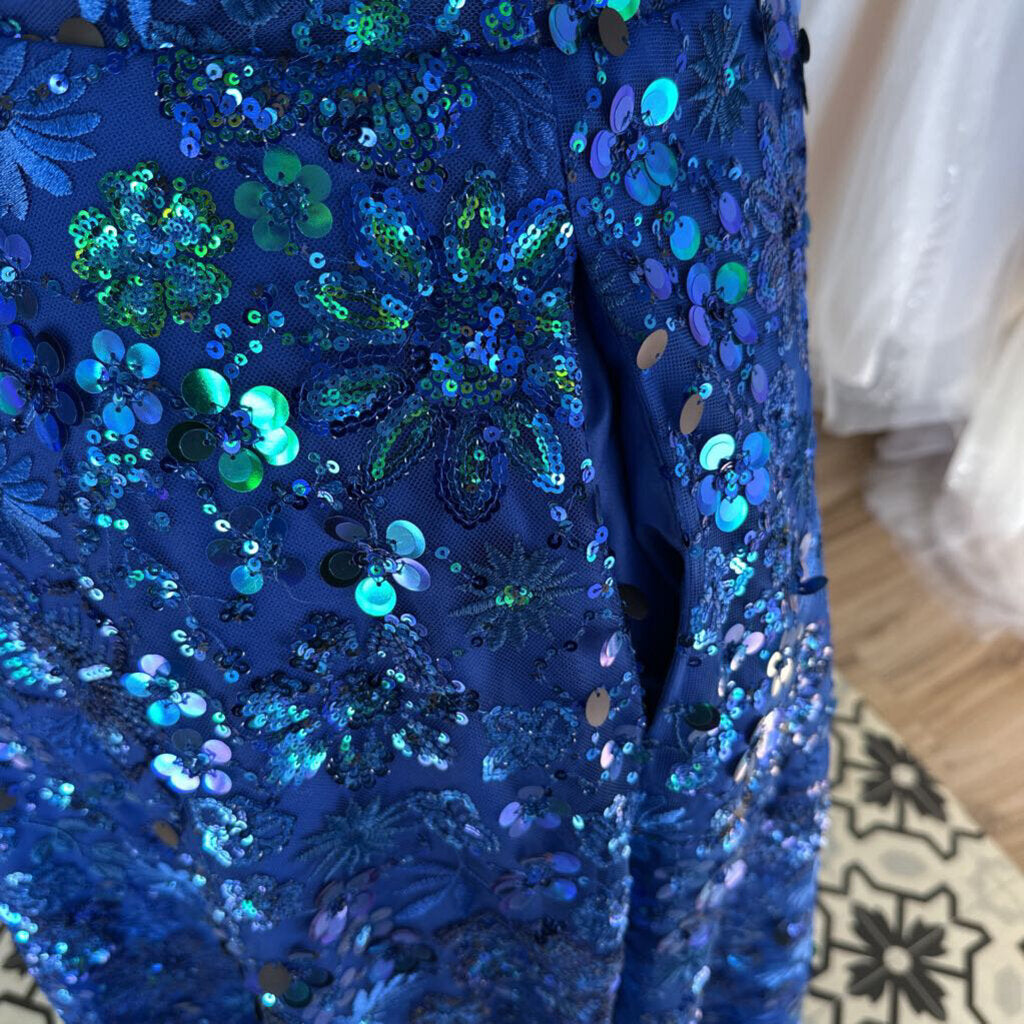 Clarisse Blue Embroidered/ Sequin Long Formal Dress 20