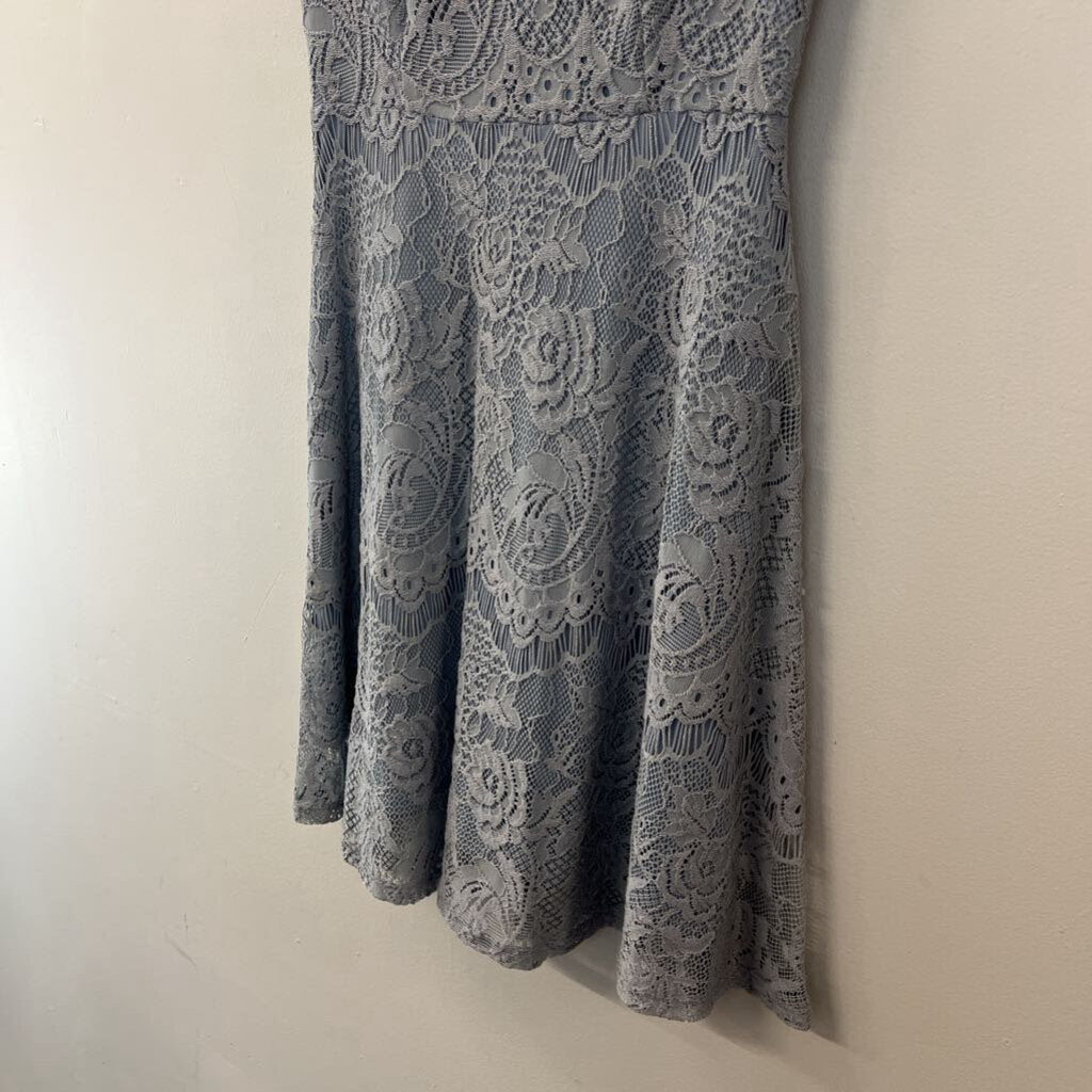 Altar'd State Grey Lace Short Sleeve Dress Medium