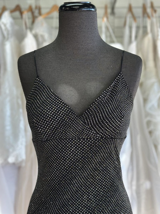 Hourglass Black/ Silver Sparkle Midi Dress Medium