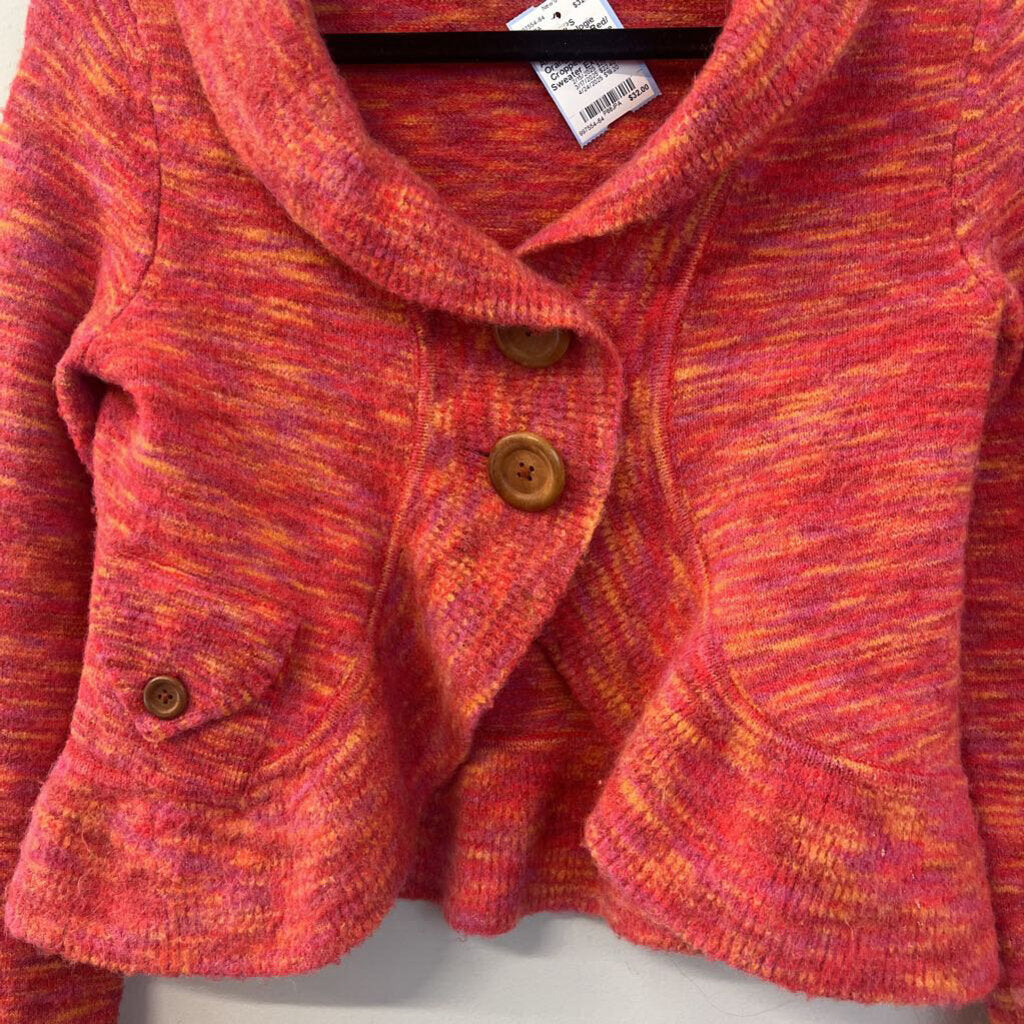 Anthropologie Red/ Orange Bell Sleeve Cropped Cardigan Sweater Extra Small